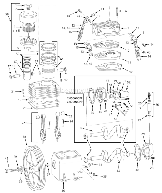 Page B Diagram and Parts List for CI071080VMS 2003 Campbell Hausfeld Compressor